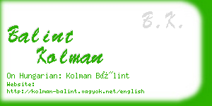 balint kolman business card